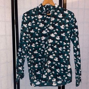 H&M Disney Mickey Mouse Button Down Shirt Size S